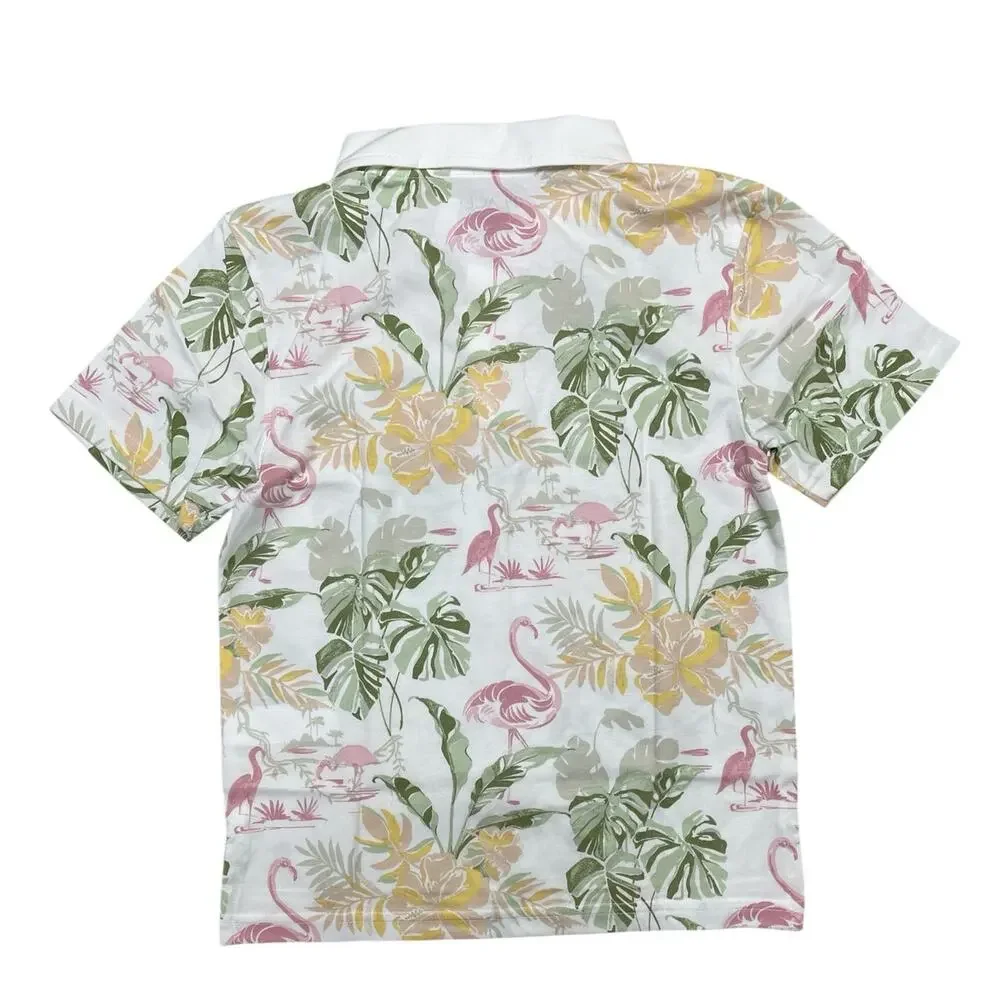 The Children's Place Tropical Print White Polo Top size 7/8 New